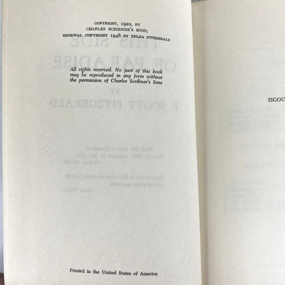 2 F Scott Fitzgerald Novels The Last Tycoon 1941 And This Side Of‎ Paradise 1920